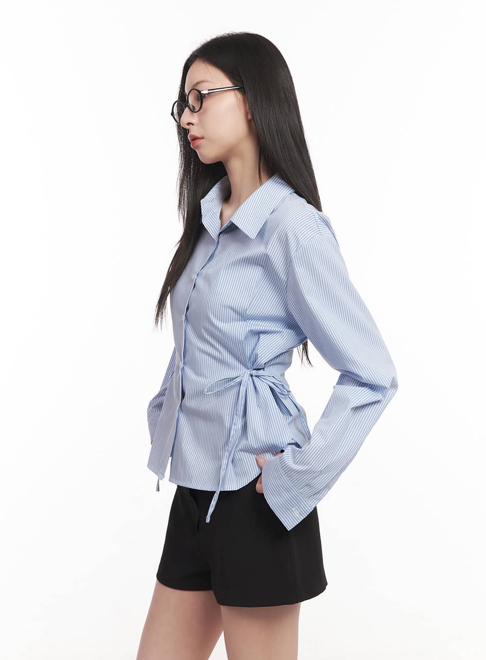 Stripe Strap Collared Shirt CM518