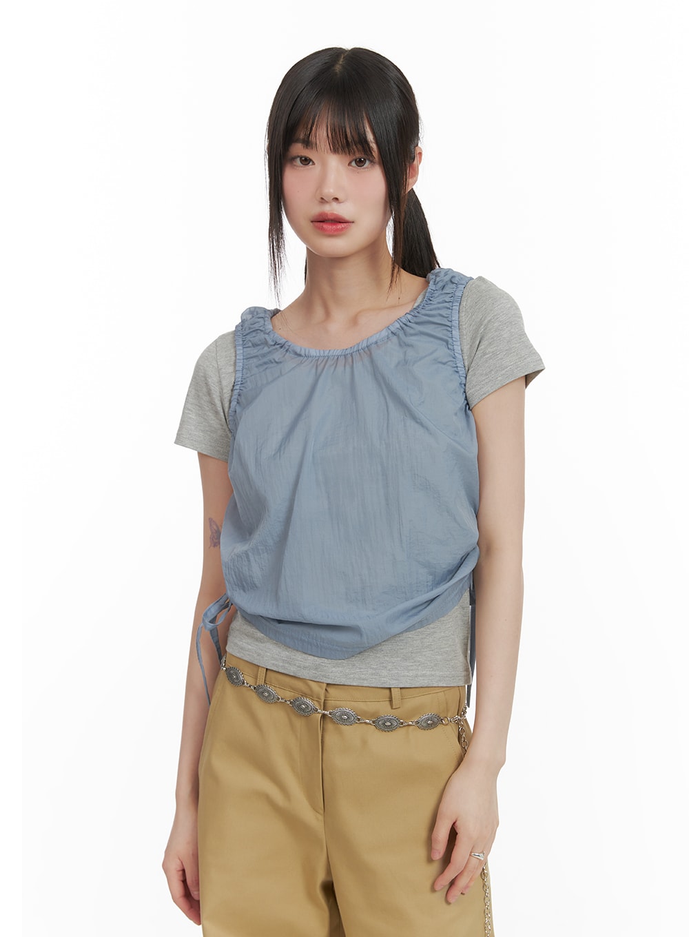Ruched Side Knot Sleeveless Top CA418