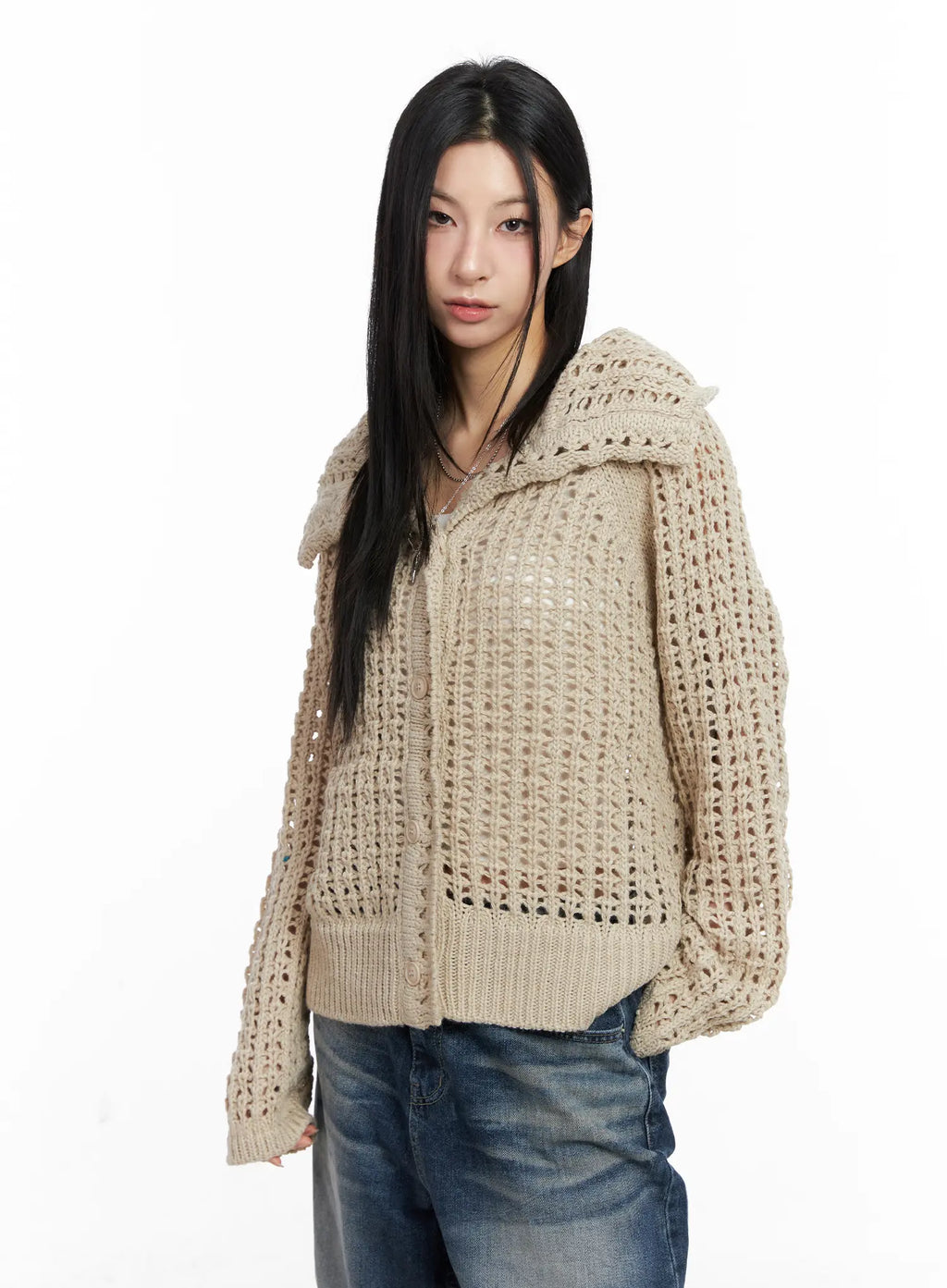Shell Oversized Button Knit Cardigan CC1109