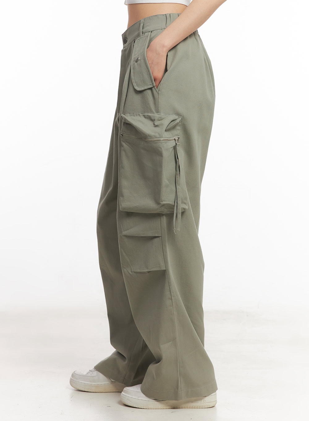 Pintuck Cotton Cargo Baggy Pants CA504