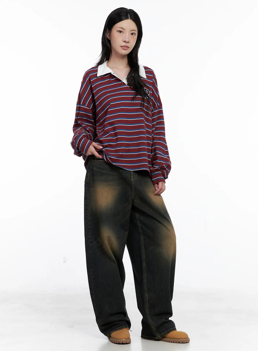 Striped Polo Long Sleeve Shirt CS526