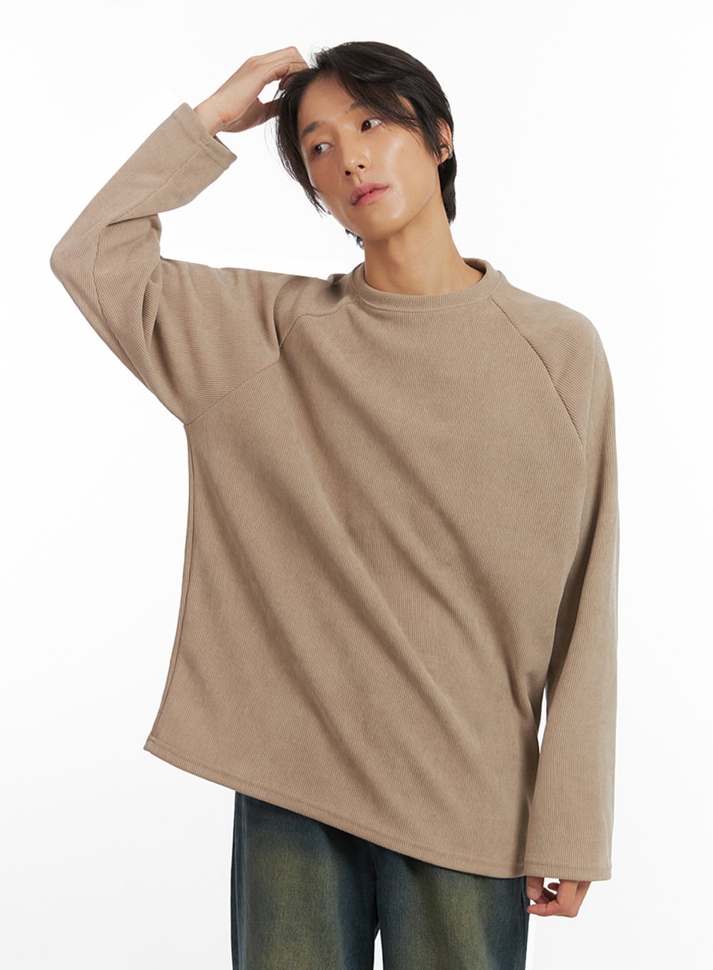 Men's Ribbed Raglan Long Sleeve Tee IO402