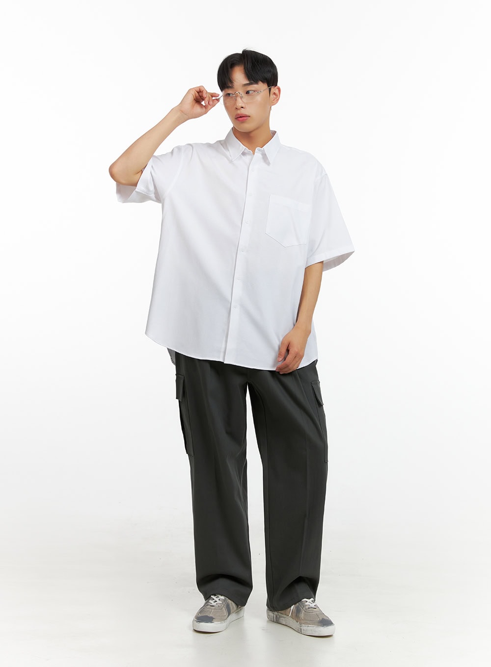 Men's Solid Cargo Pants (Dark Gray) IU414