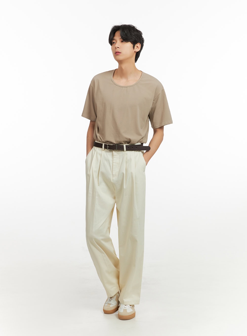 Men's Pintuck Cotton Wide Fit Pants IY431