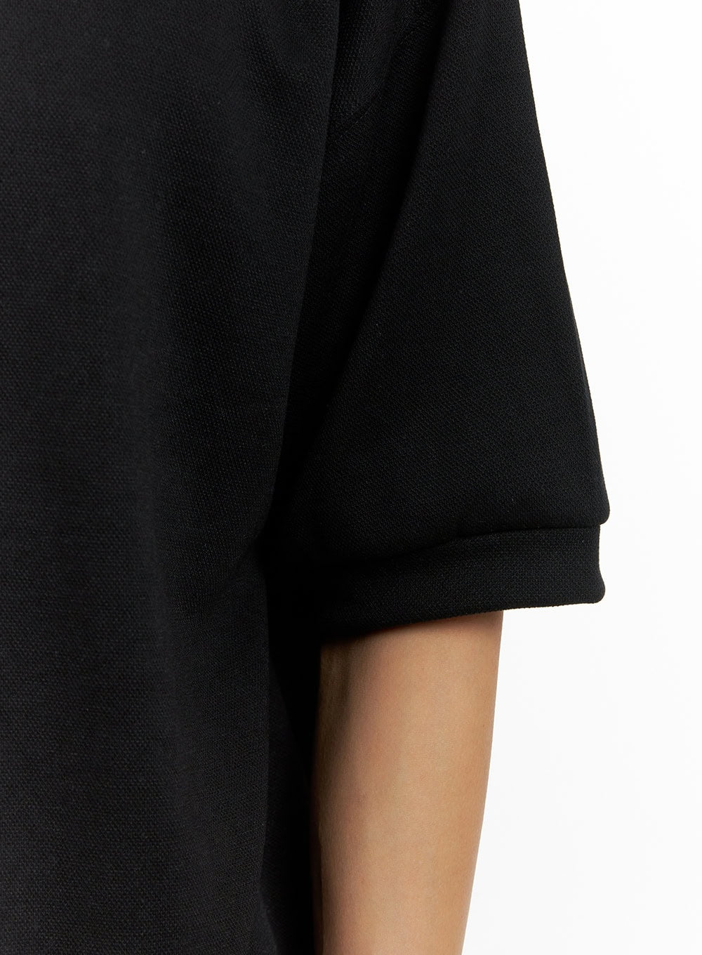 Men's Cotton Polo Top (Black) IU419