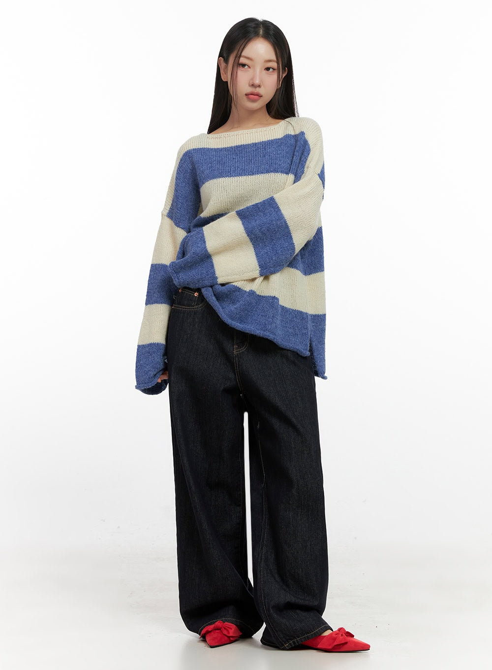 Oversize Stripe Wool Sweater IN415