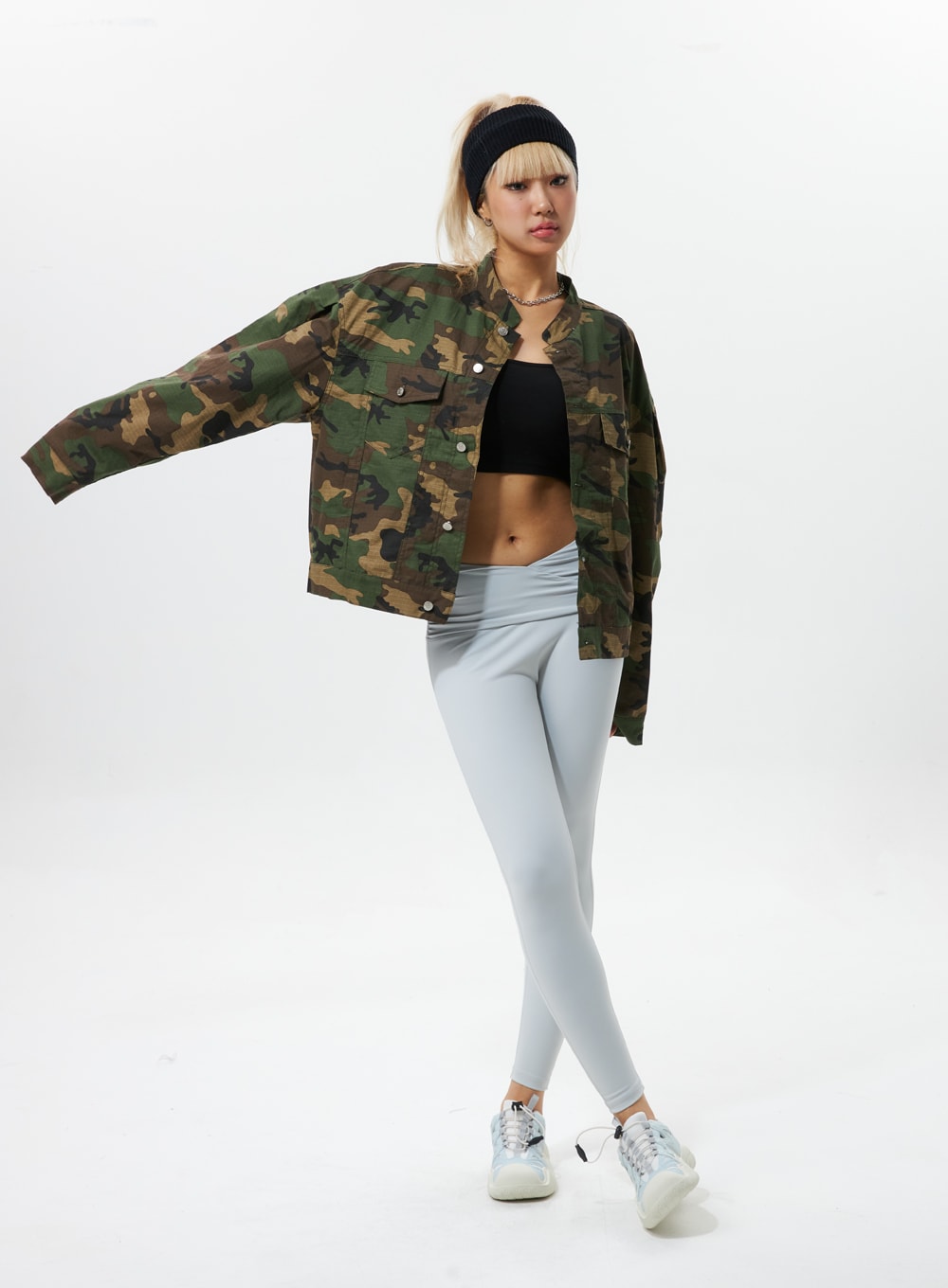 Collarless Camo Jacket IS322