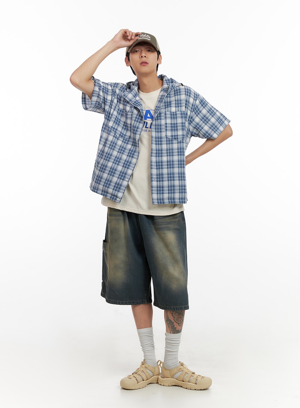 Men's Denim Washed Shorts (Blue) IL404