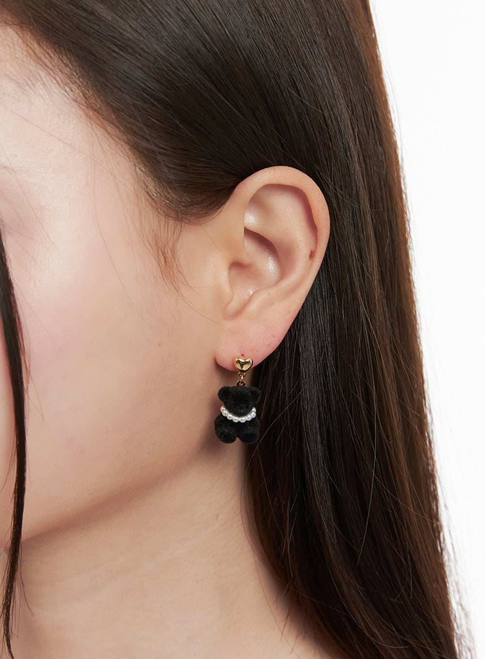 Dahlia Bear Earring With Pearl Necklace IF527