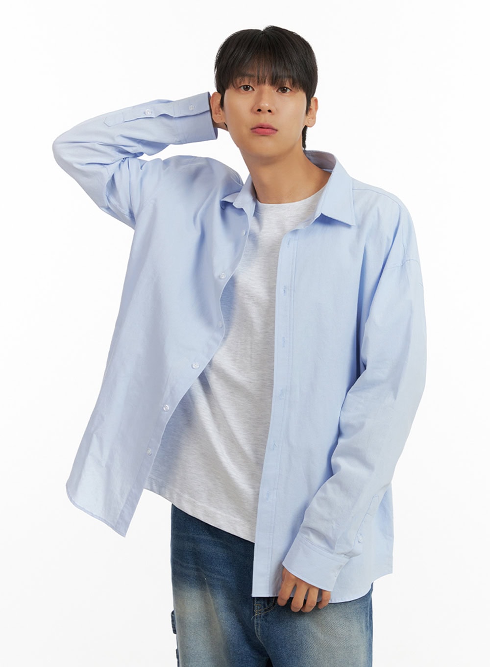 Men's Oversized Cotton Buttoned Shirt IU418