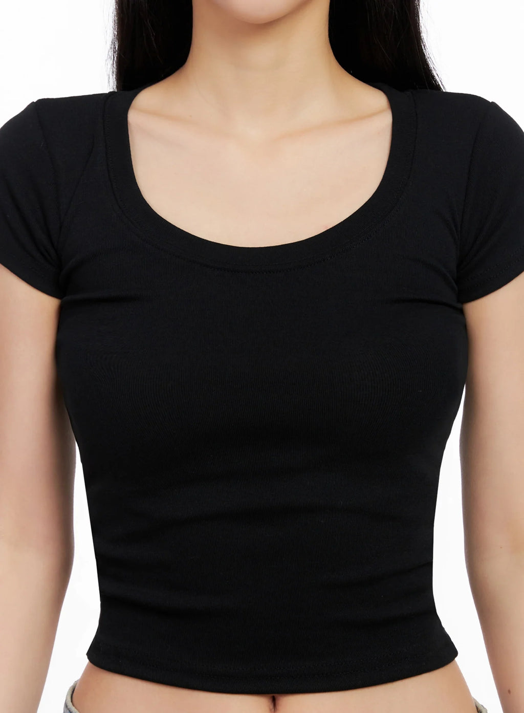 Basic Ribbed Cropped Tee IG508