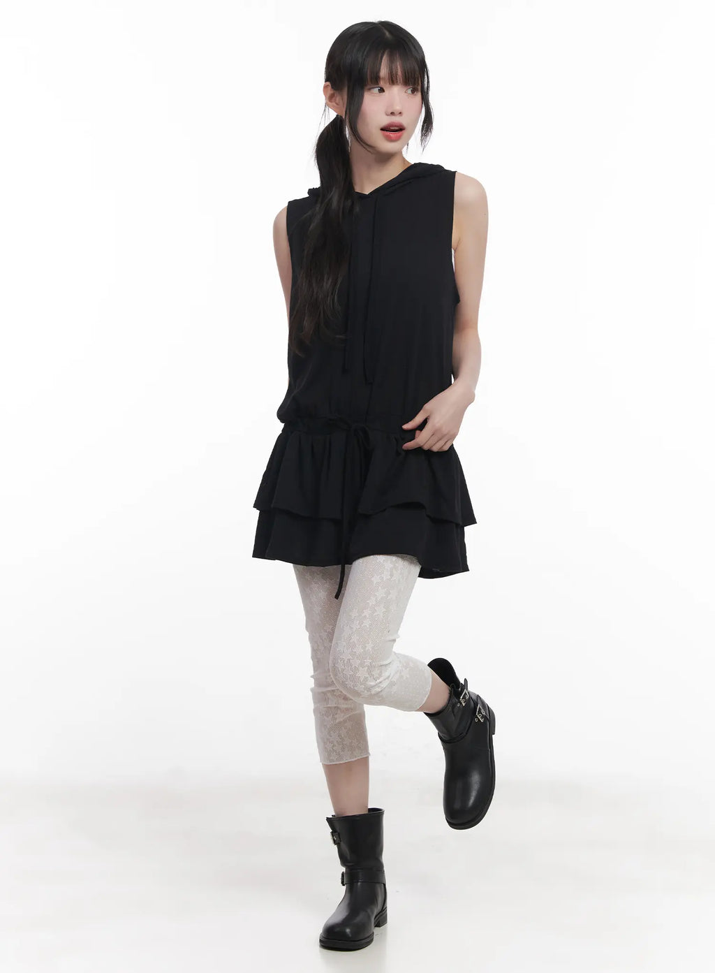 Sleeveless Hooded Mini Dress CU519