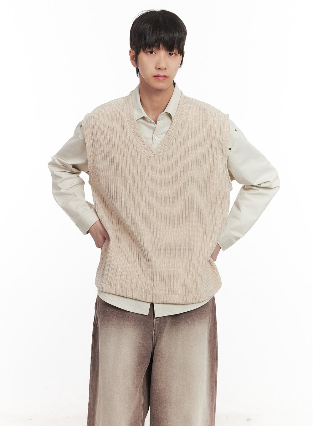 Men's Waffle Knit V-Neck Vest IM519