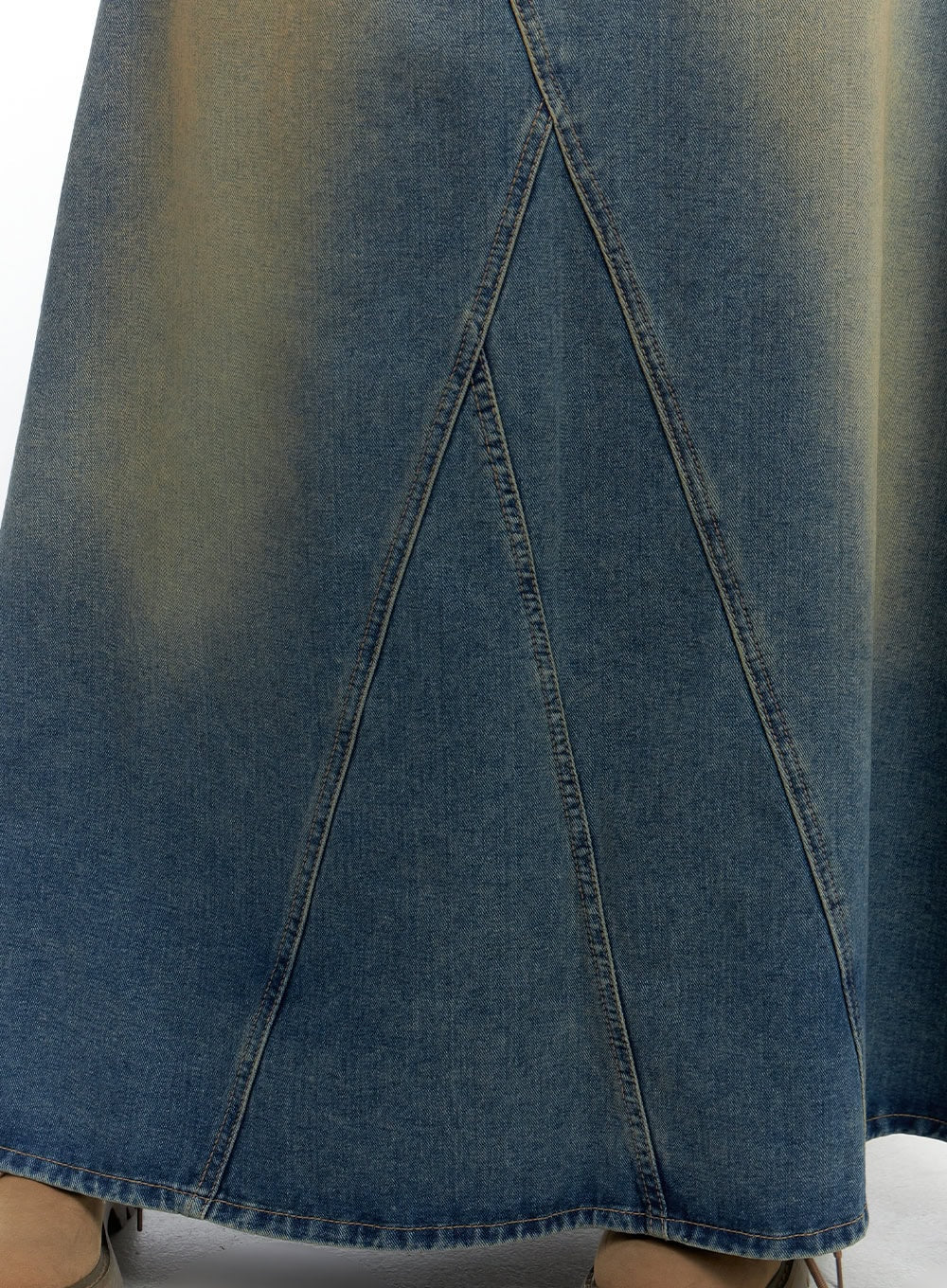 Tailored Stitch Detail Denim Maxi Skirt CS420