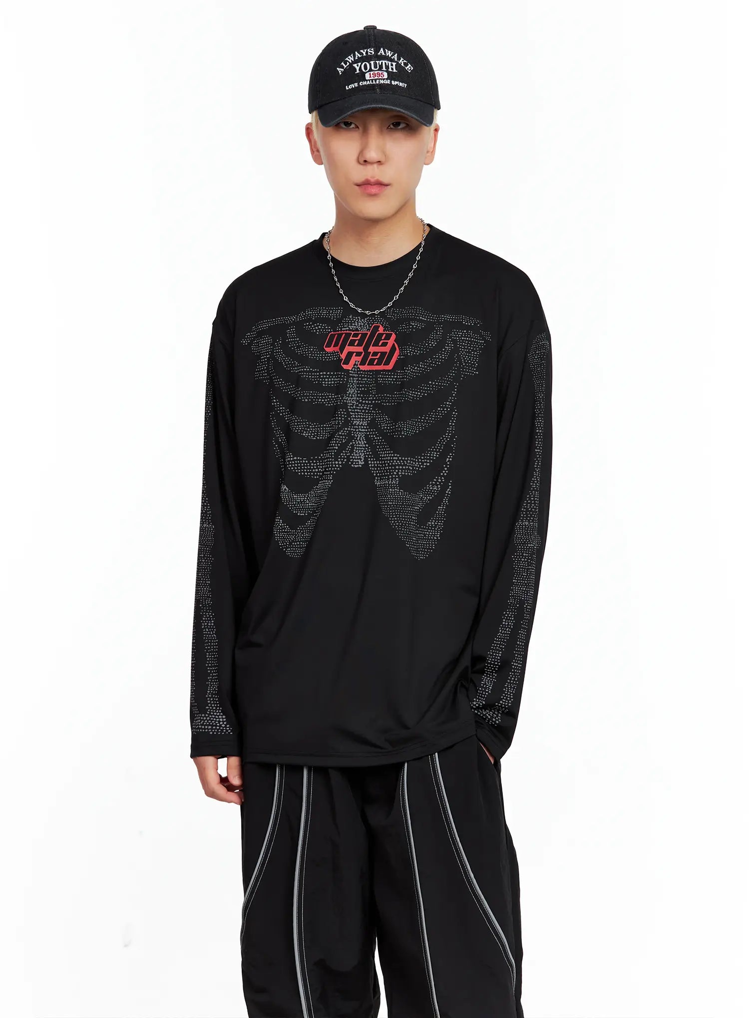 Men's Graphic Skull Long-Sleeve Tee IL511