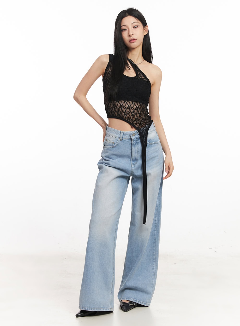 Calista Washed Wide-Leg Bootcut Jeans CA516