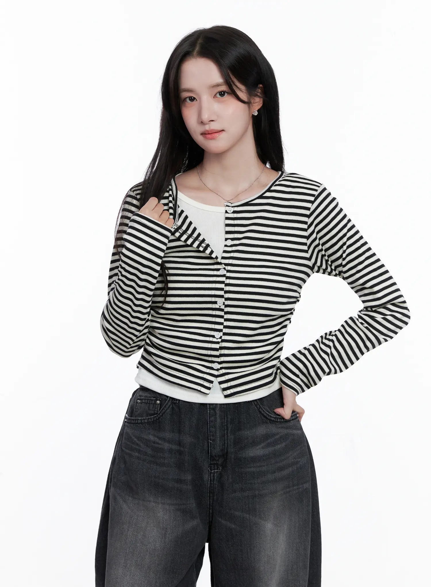 Striped Layered Long Sleeve Top CS519