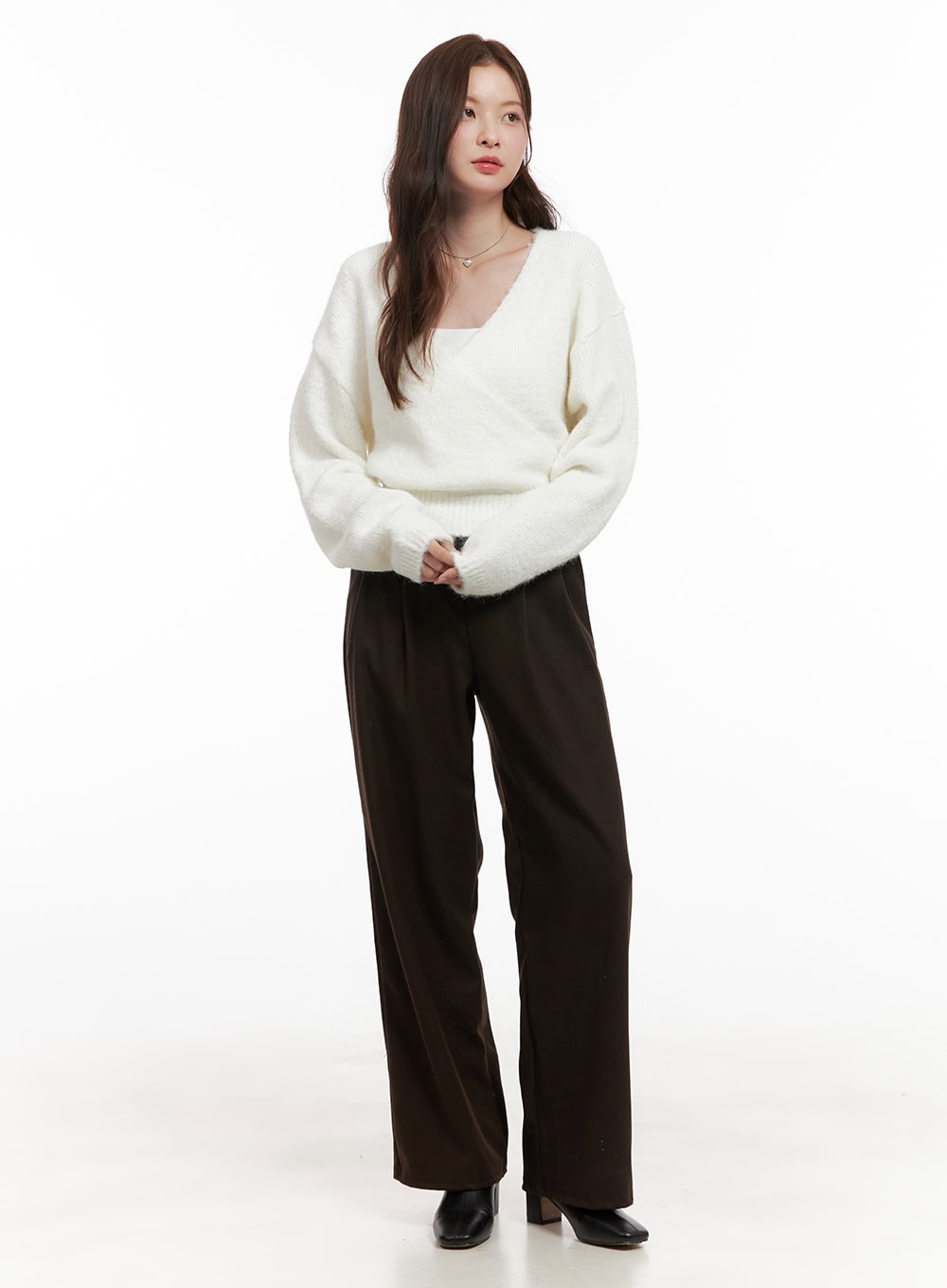 Solid Print Tailored Wool Trousers OD403