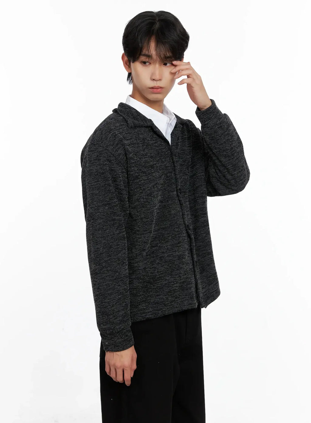 Men's Button-Up Collar Knit Cardigan IO517