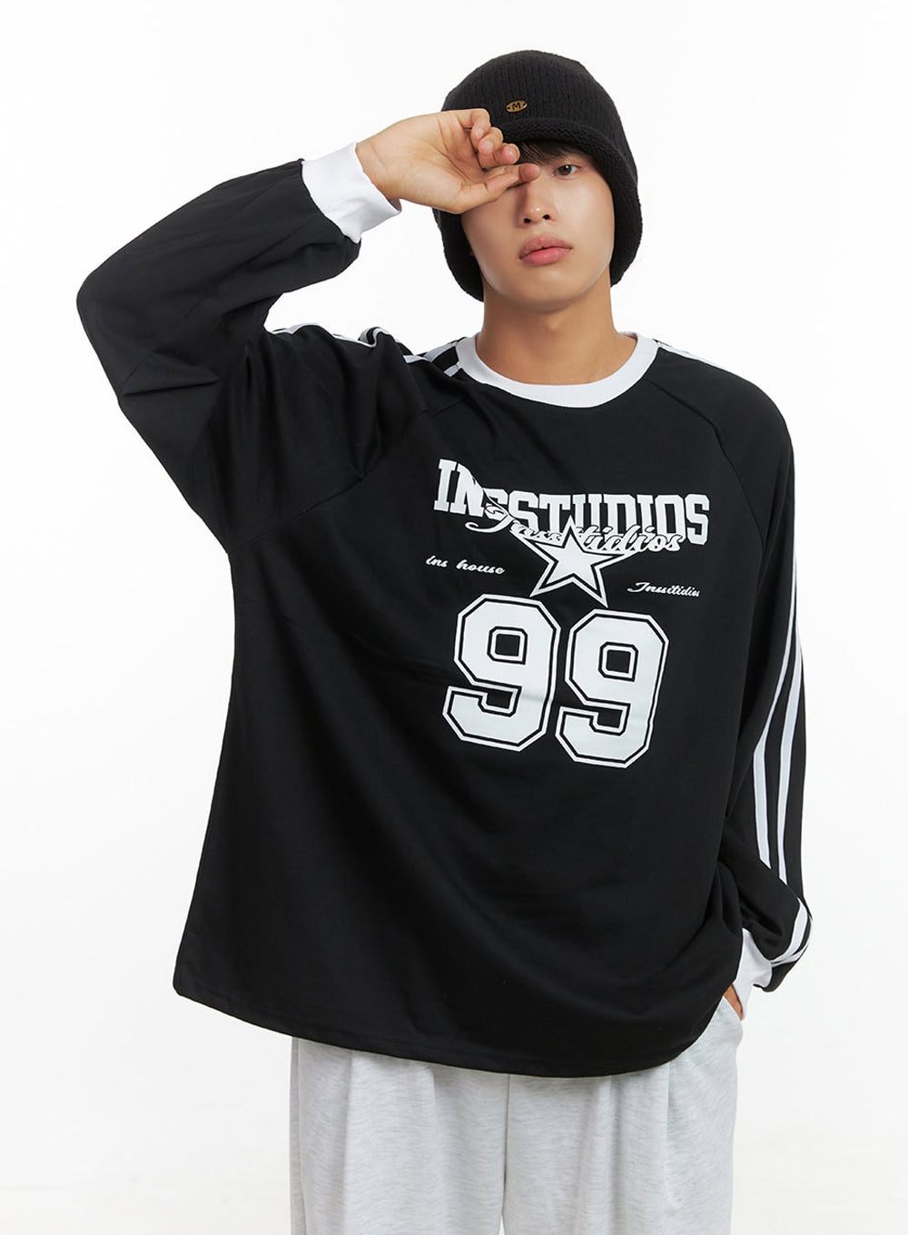 Men's Raglan Graphic Oversize T-Shirt IO420
