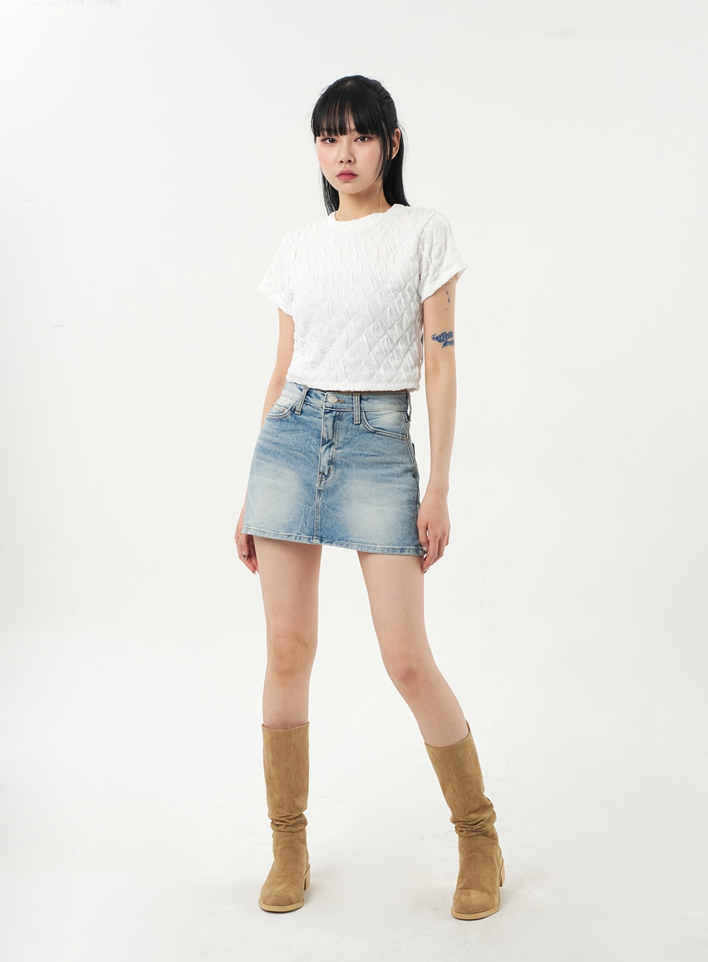 Quilted Cropped Tee CA328