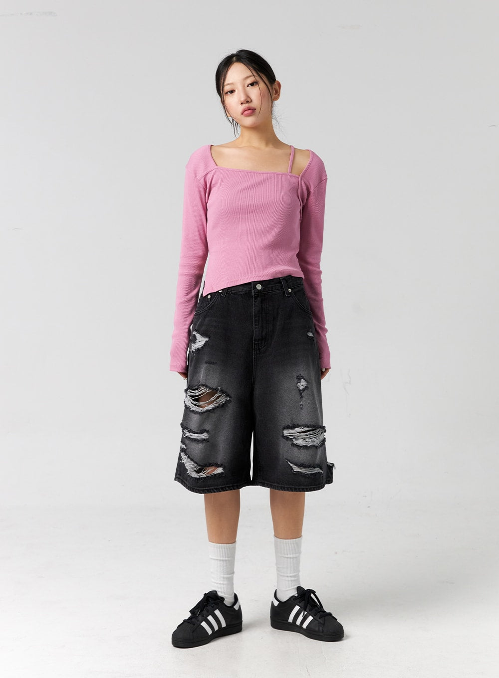 Ripped Bermuda Pants Unisex CG303