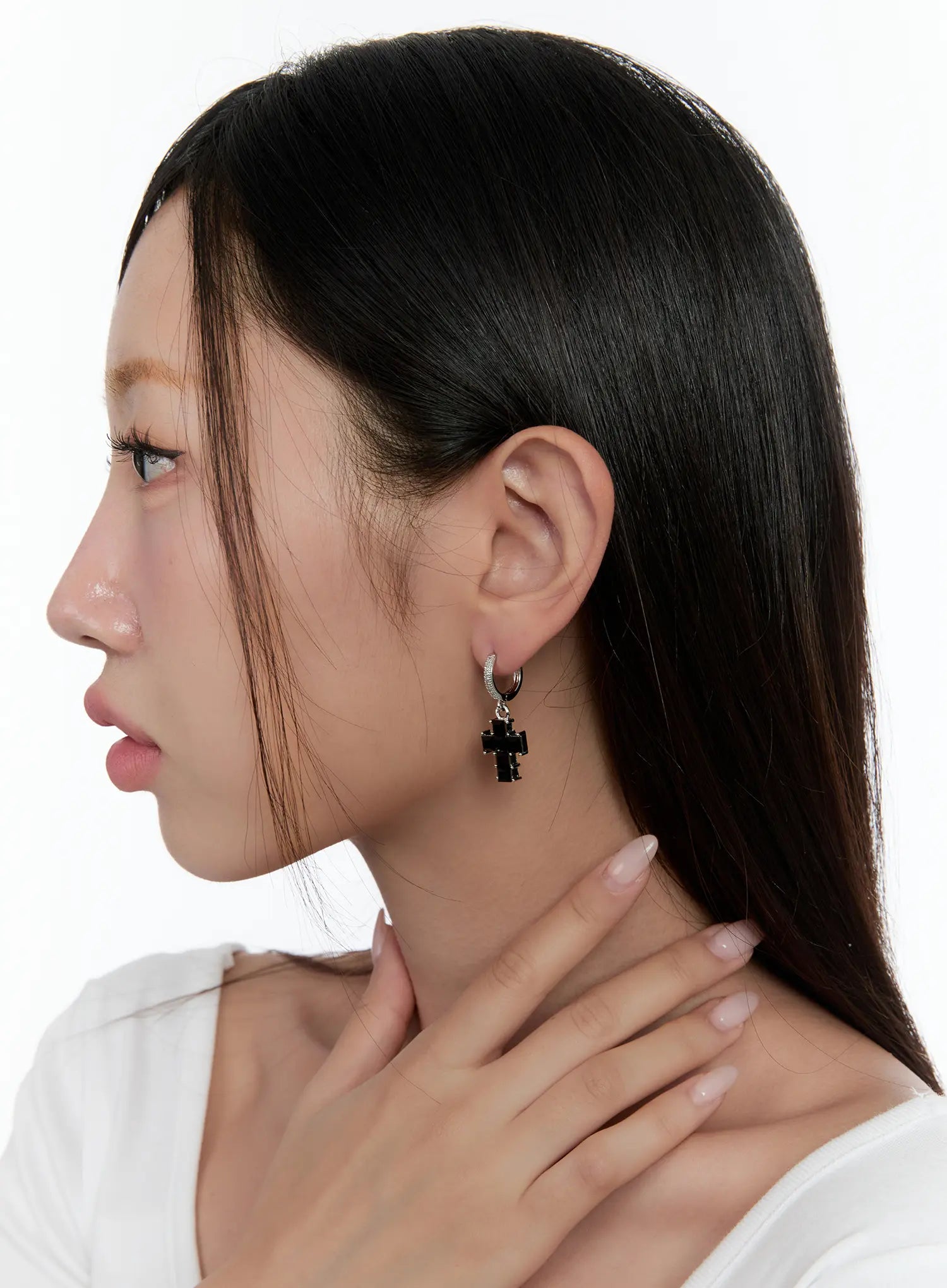 Black Cross Dangle Earrings CS518