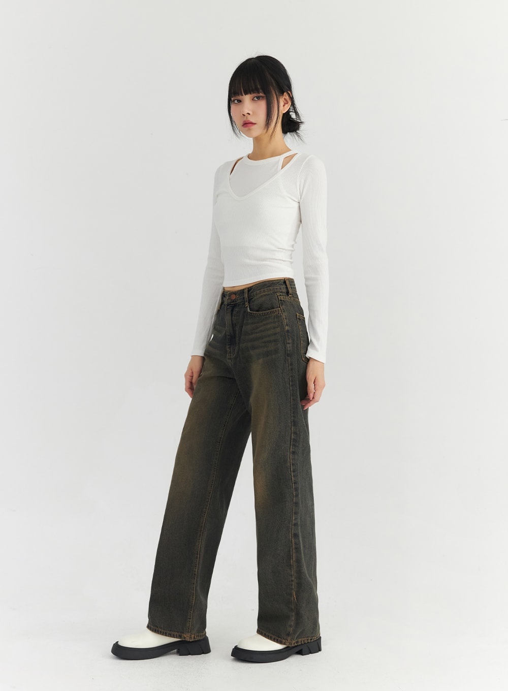 Halter Neck Layered Crop Tee CN301