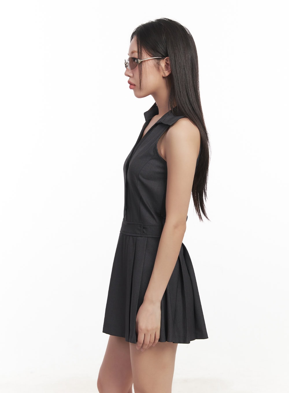 Stripe Pleated Halter Neck Dress CA518