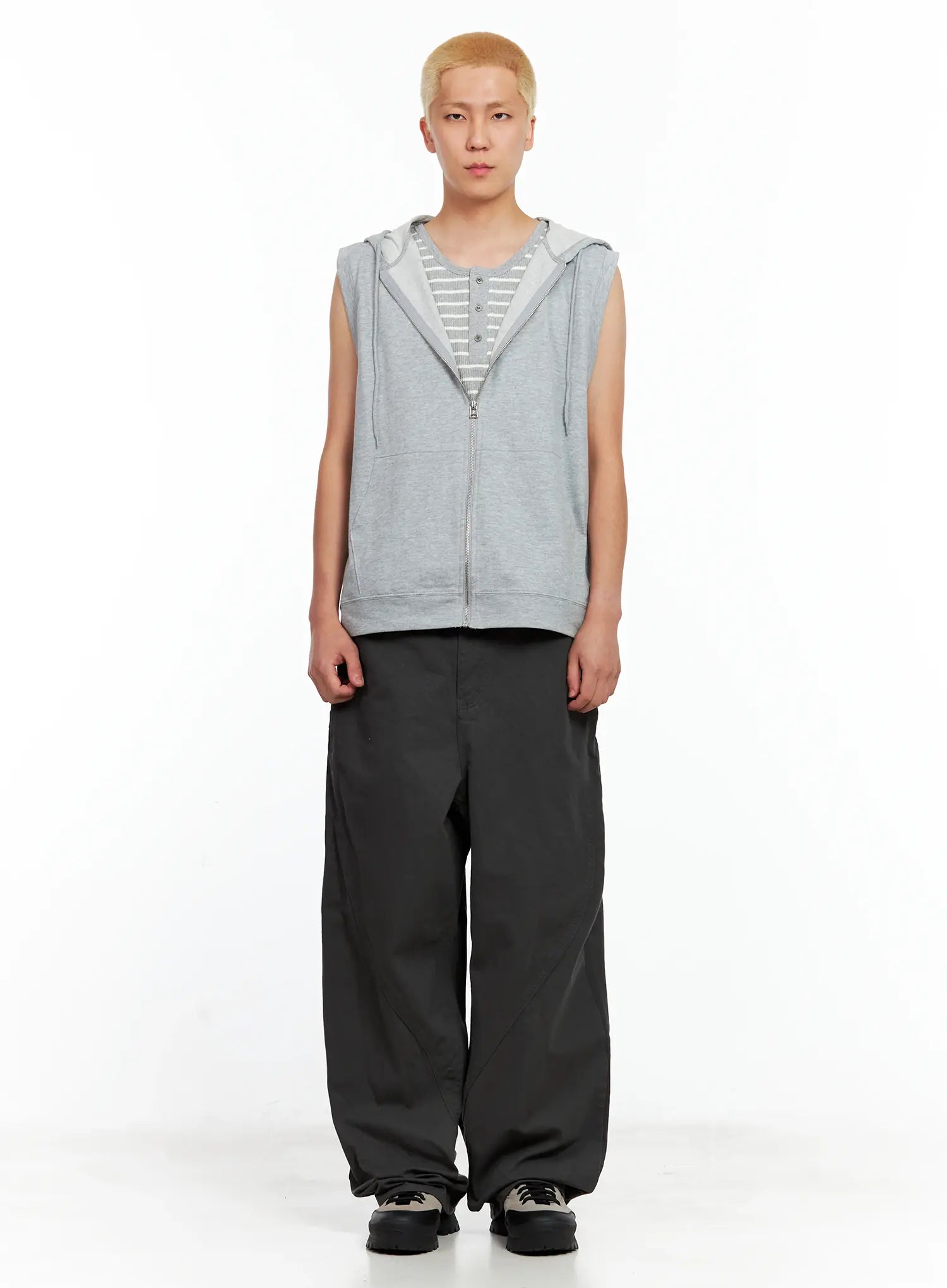 Men's Cotton Zip-Up Hoodie Vest IL511