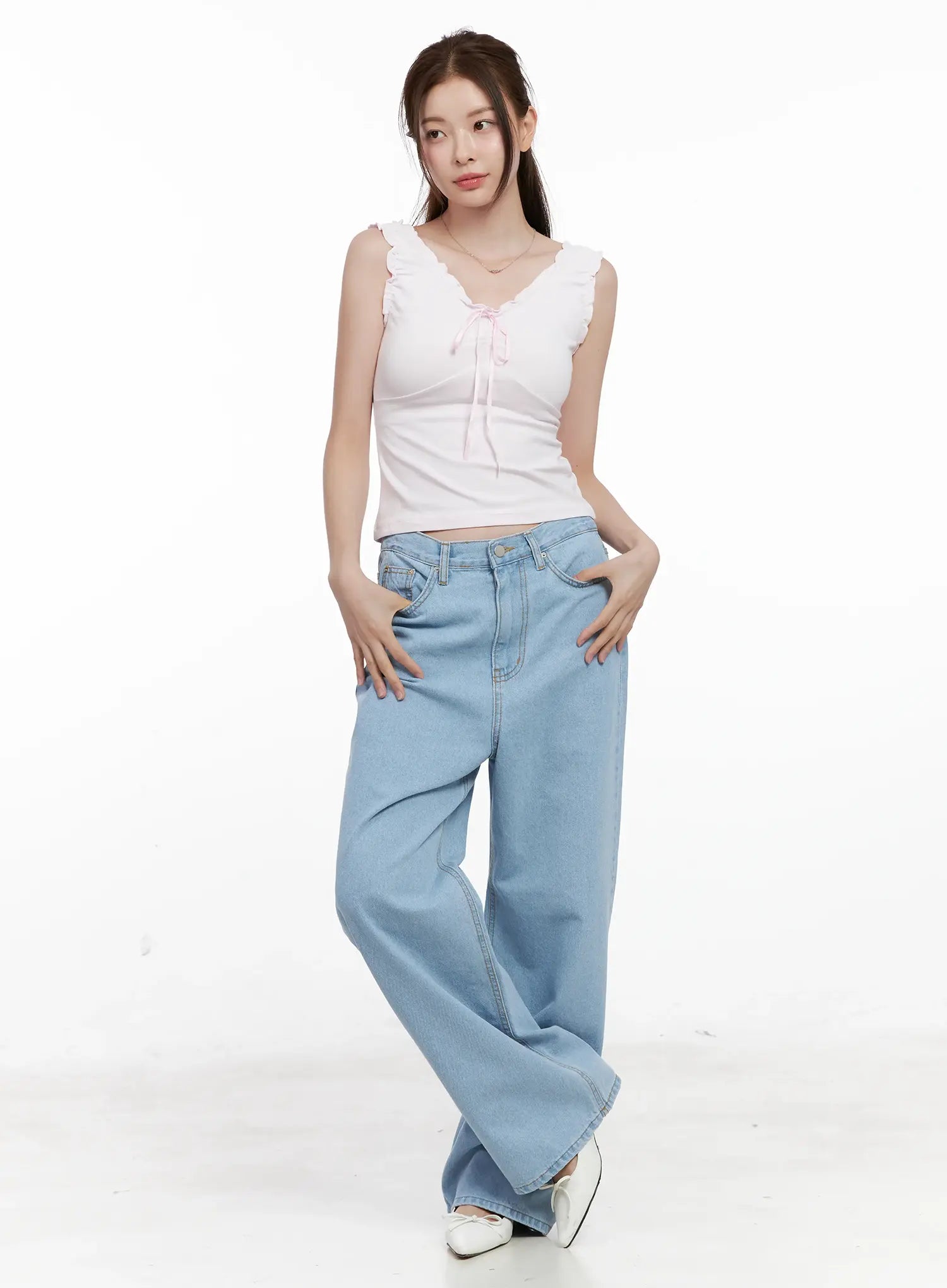Carmen High-Waist Wide-Leg Denim Jeans CL523