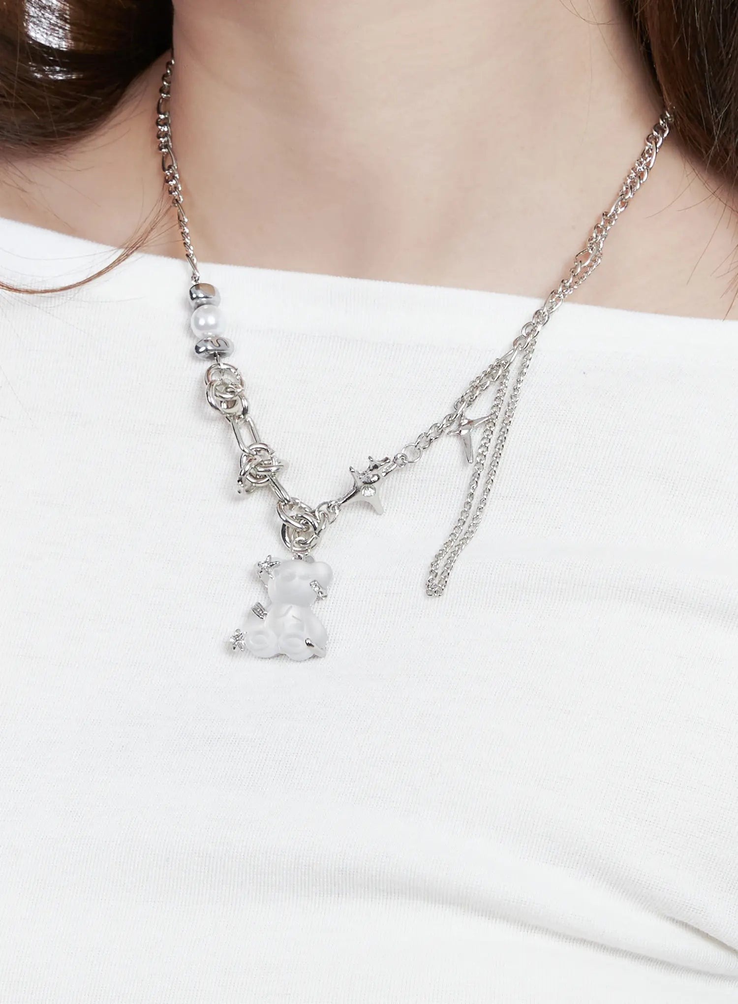 Kpop Teddy Pendant Chain Necklace CG529