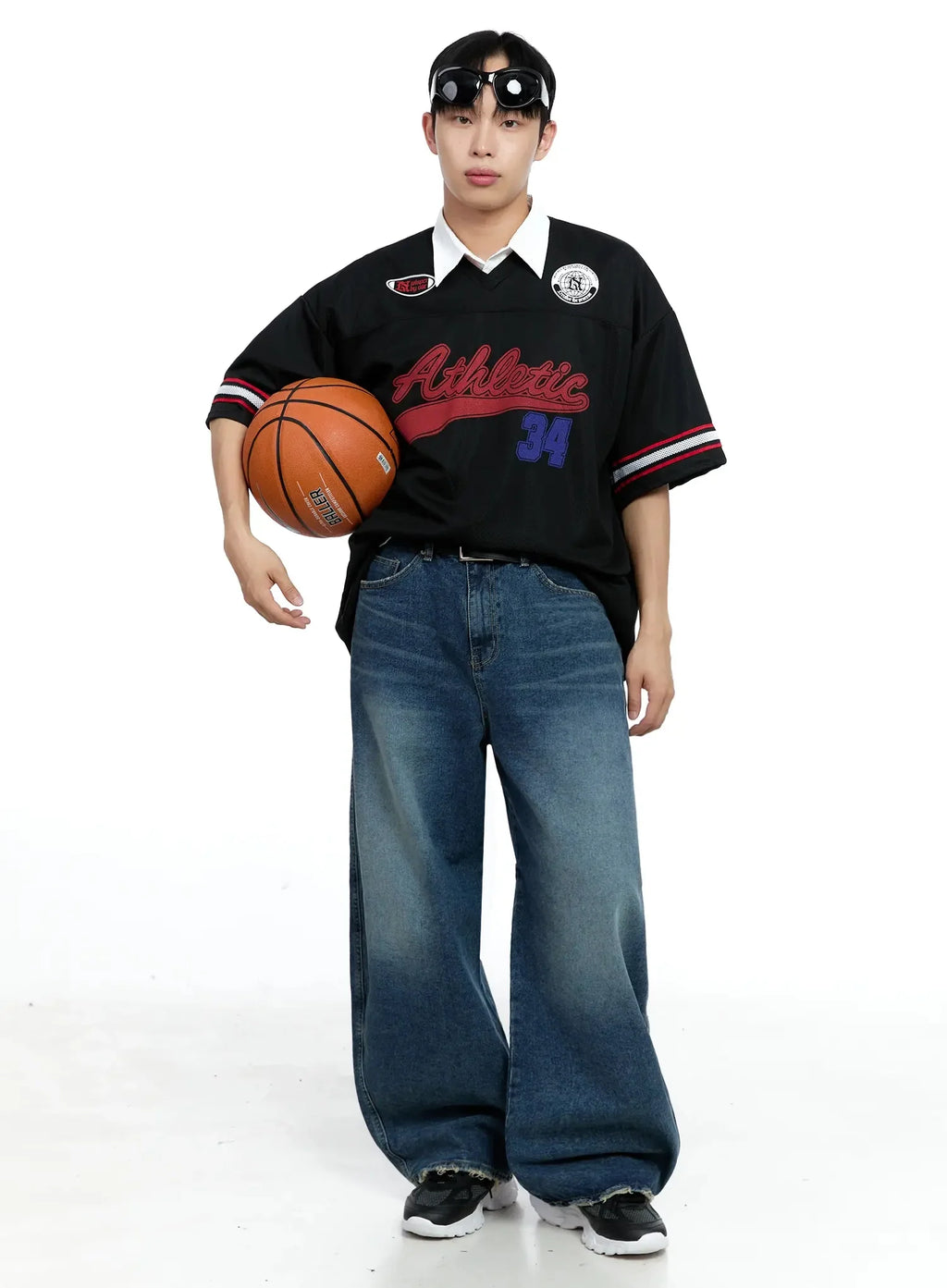 Men's Frayed Hem Baggy Jeans IG520