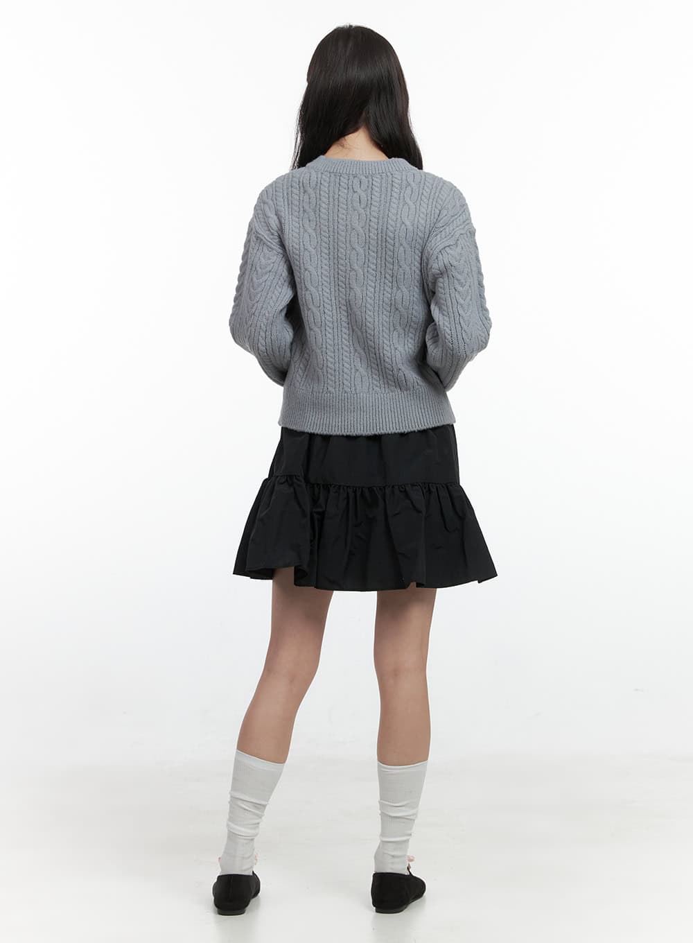 Cable Knitted Ribbon Cardigan OS423