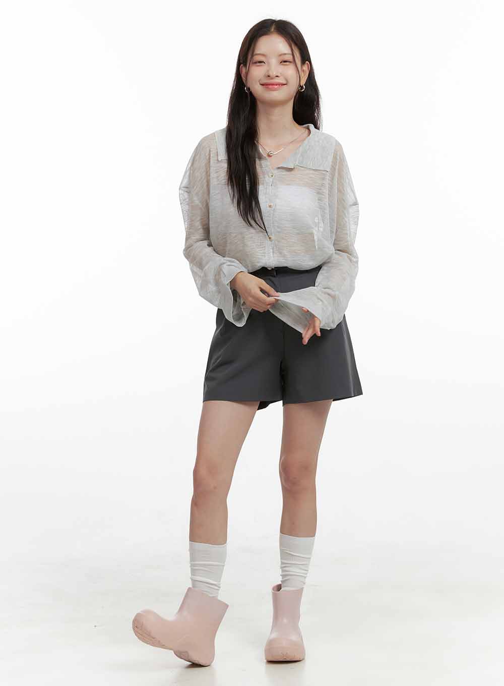 Solid Pintuck Short Slacks OL416