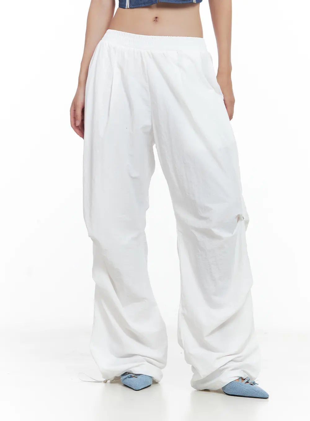 Pintuck Rivet Wide-Leg Joggers CL508