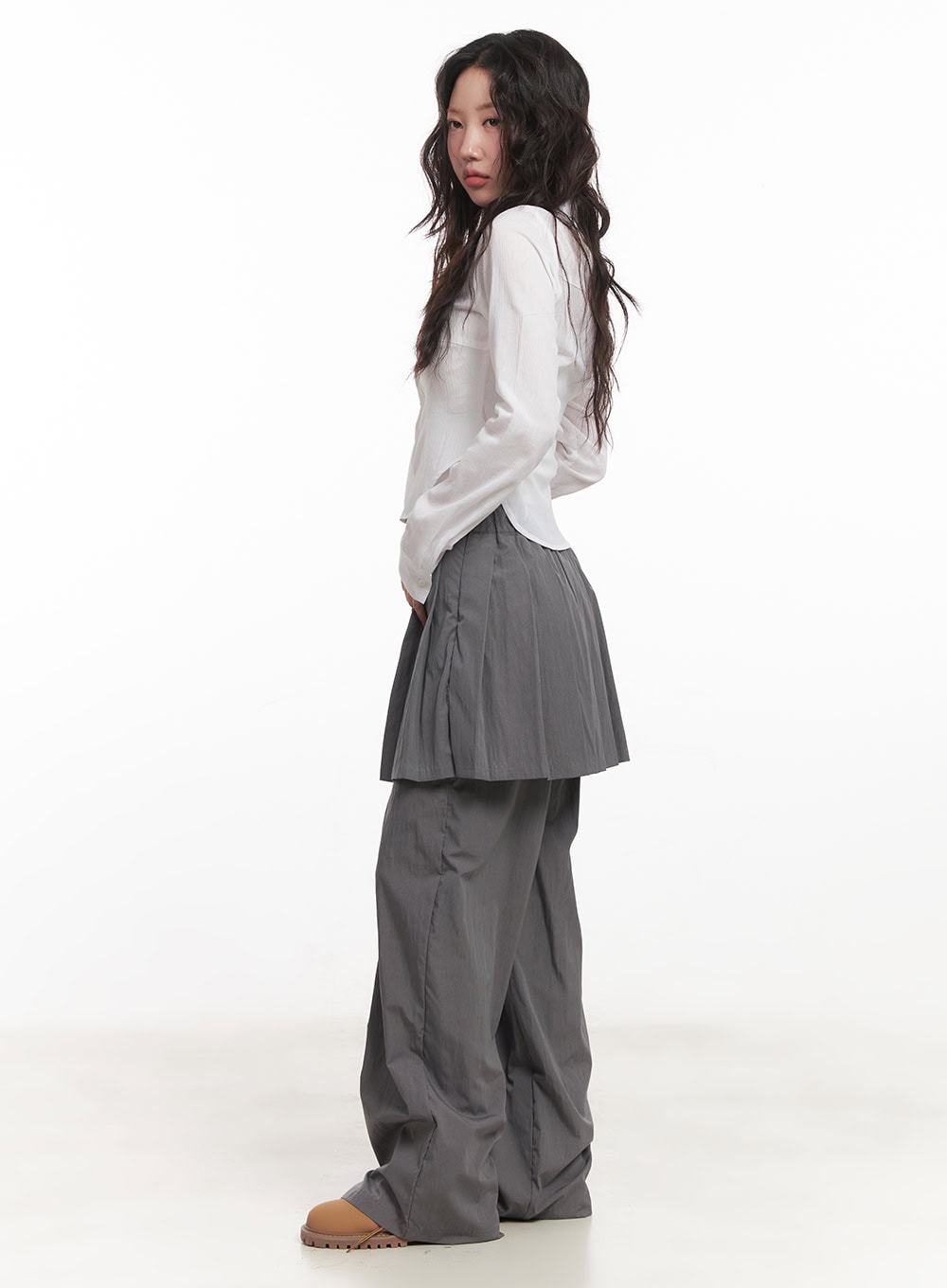 Sheer Collared Button-Down Shirt CA518