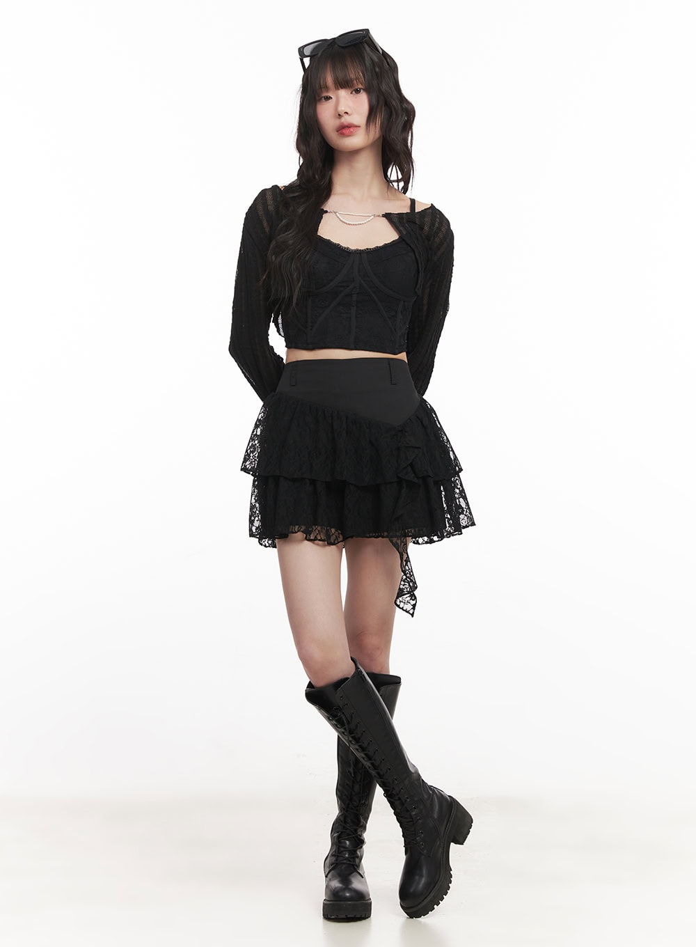 Pearl Chain Sheer Bolero Cardigan CM519