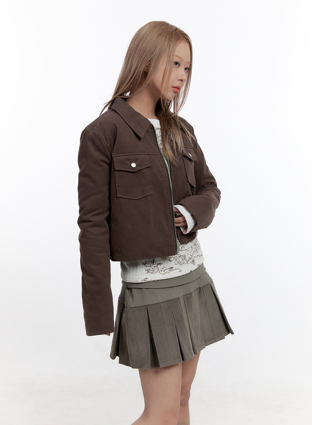 Cotton Collar Crop Jacket CN425