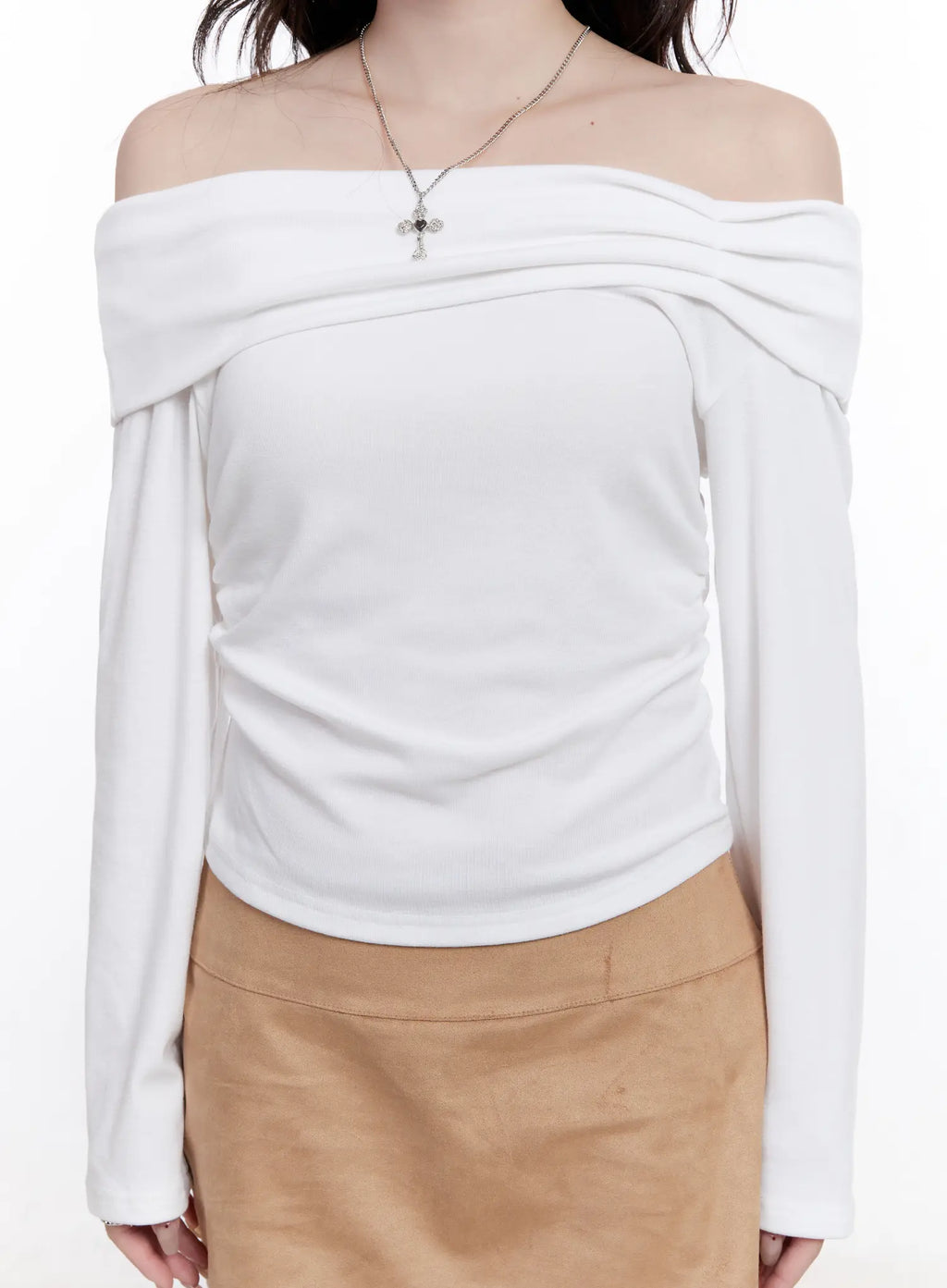 Shirred Off-Shoulder Long Sleeve Top CO501