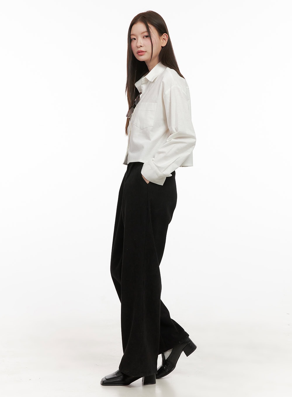Collared Cropped Button-Down OD412