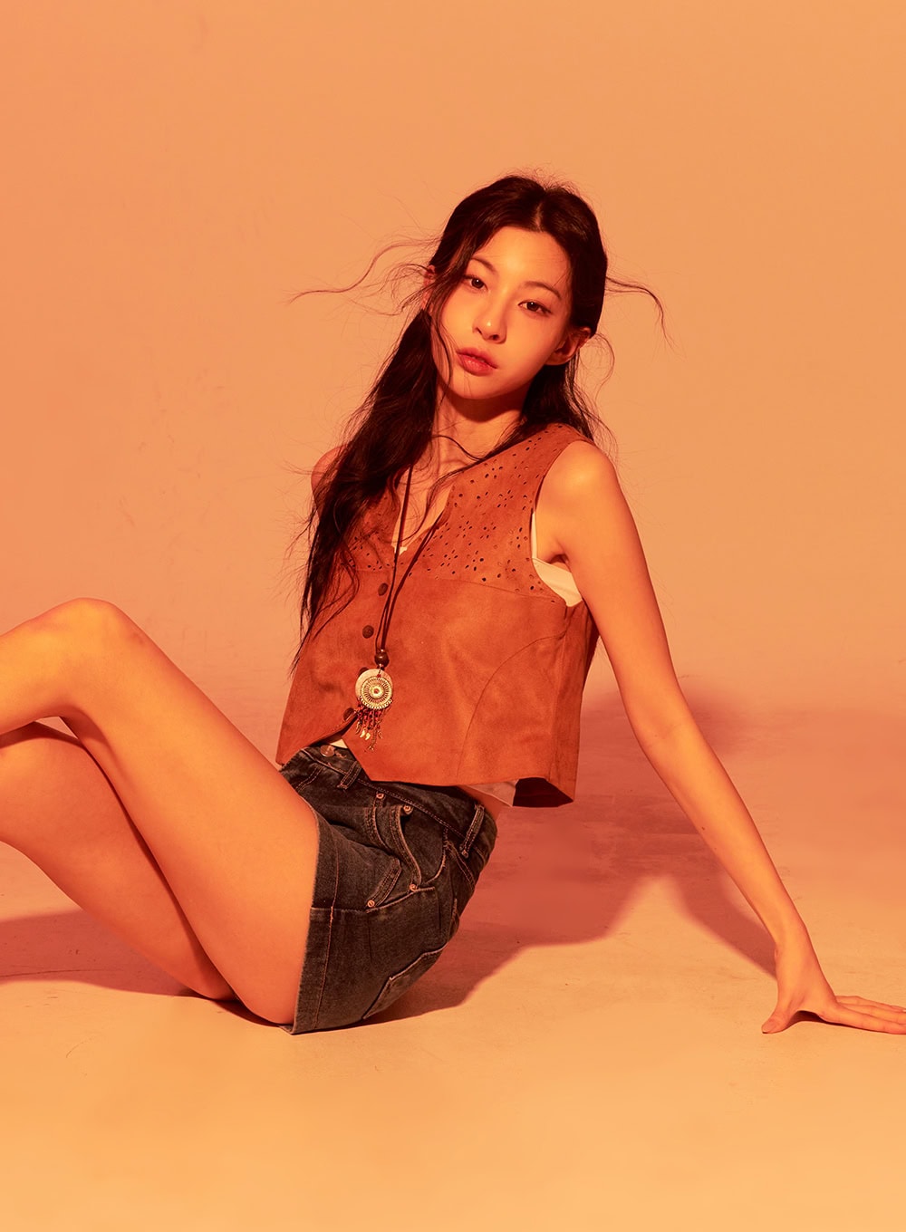 Buttoned Suede V-Neck Vest Top CF513