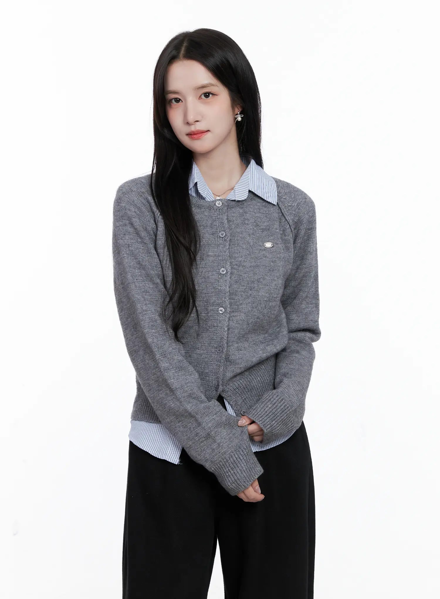 Button-Up Crewneck Cardigan CS523