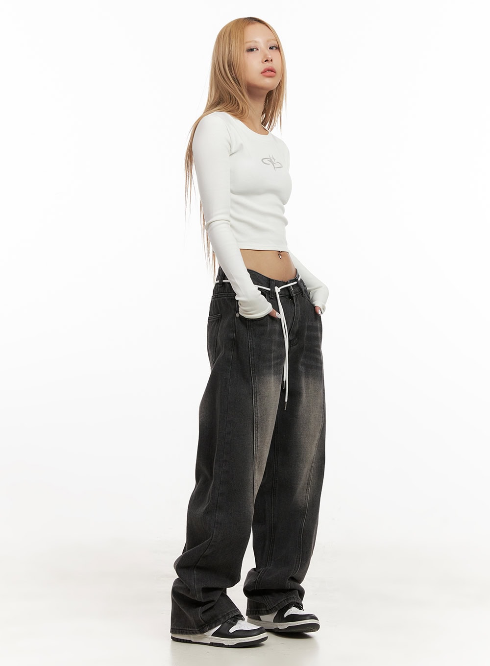 Graphic Star Long Sleeve Crop Top CJ508