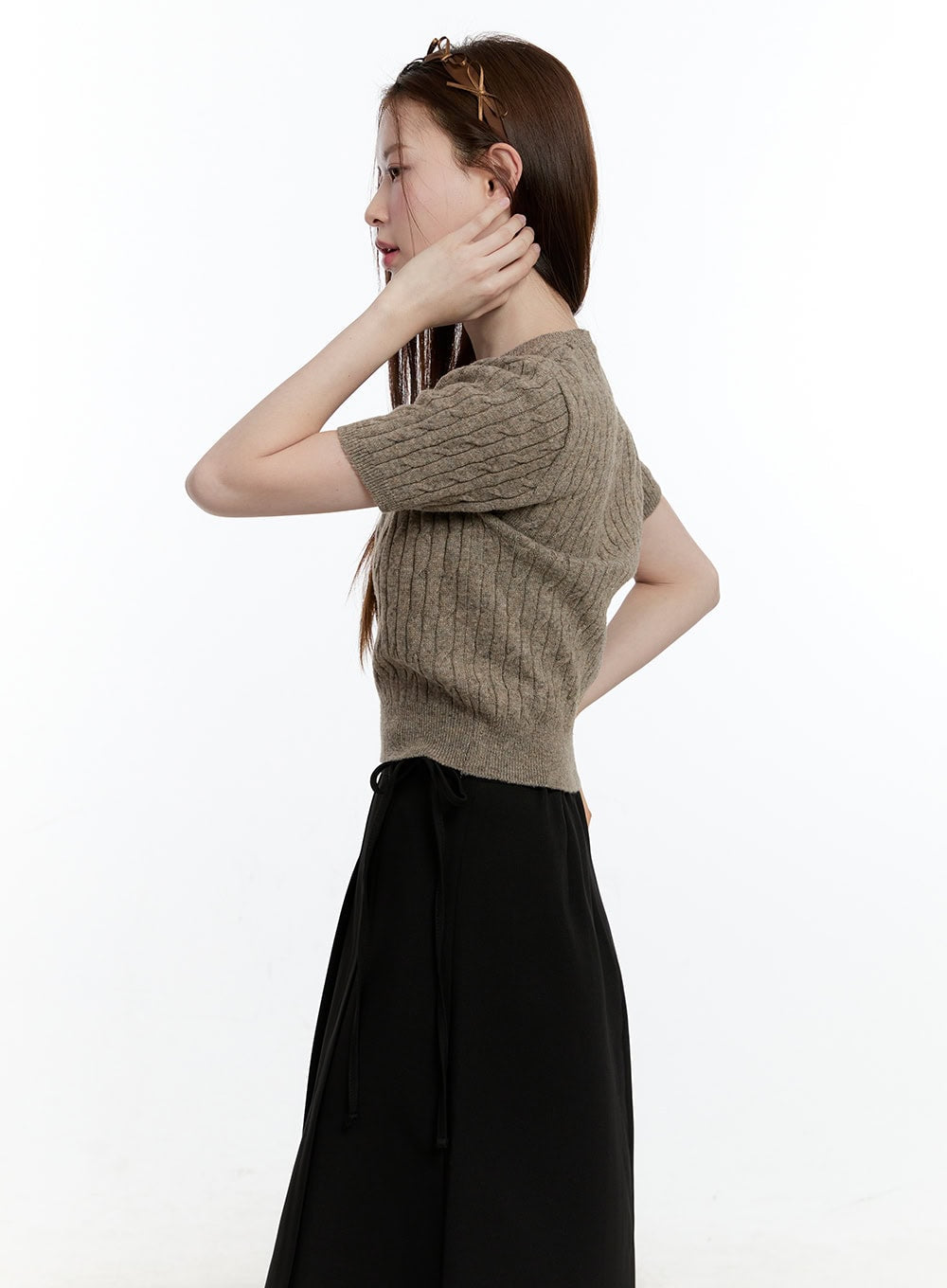 Cable Knit Short Sleeve Sweater CM521