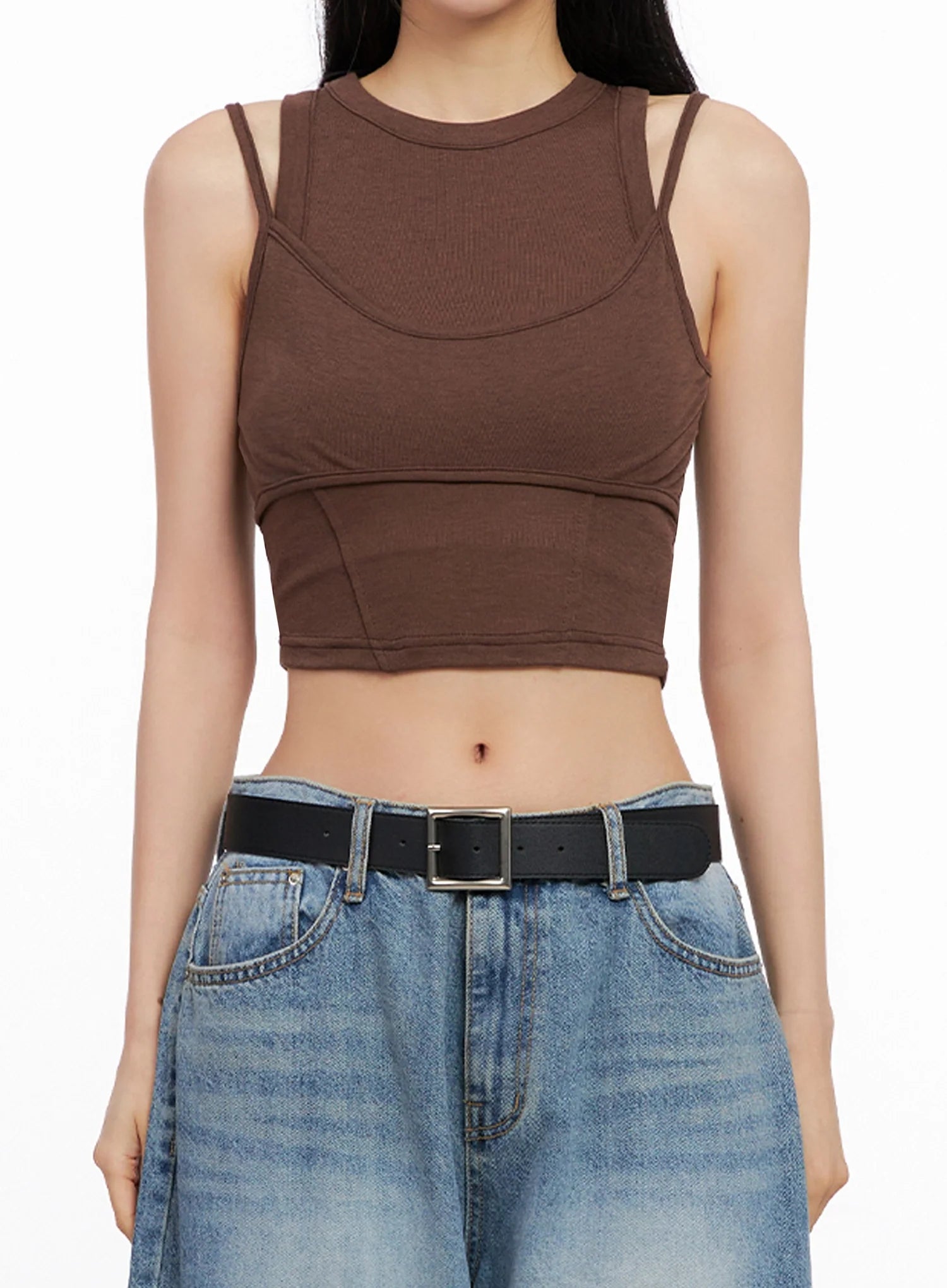 Double Strap Sleeveless Crop Top IG508