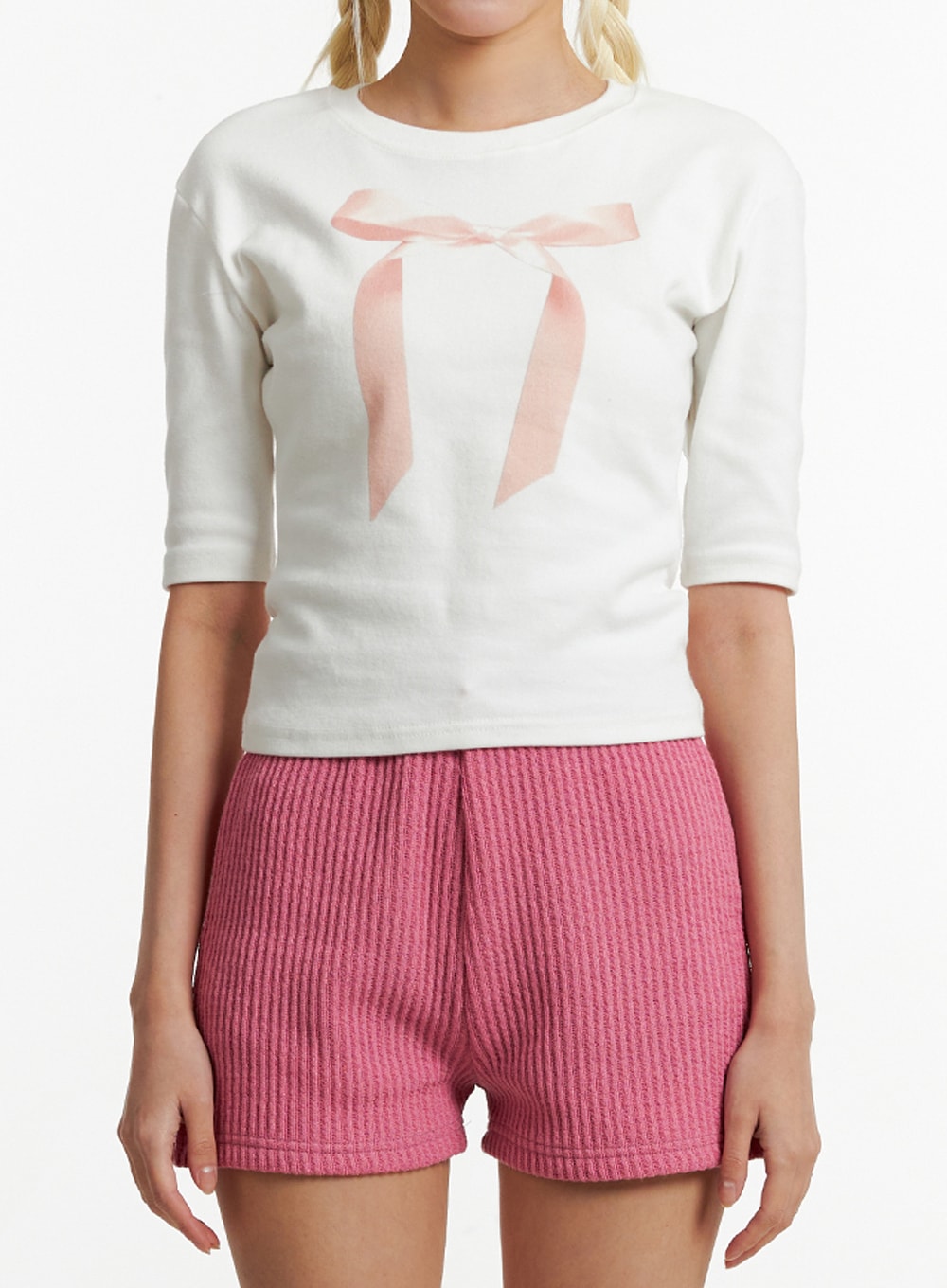 Ribbon Slip Crop T-shirt ID313