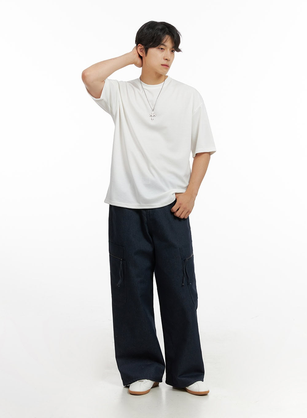 Men's Cargo Denim Jeans (Dark Blue) IG409