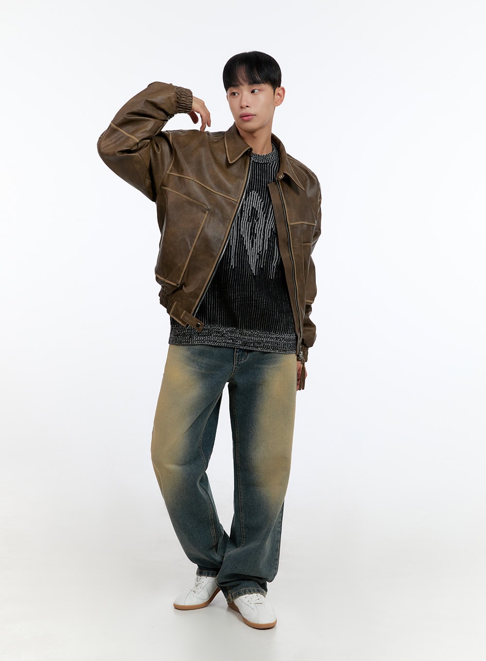 Men's Yellow Denim Wide Leg Jeans IS413