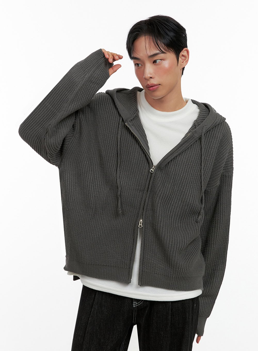 Men's Double-Zip Hooded Sweater IN426